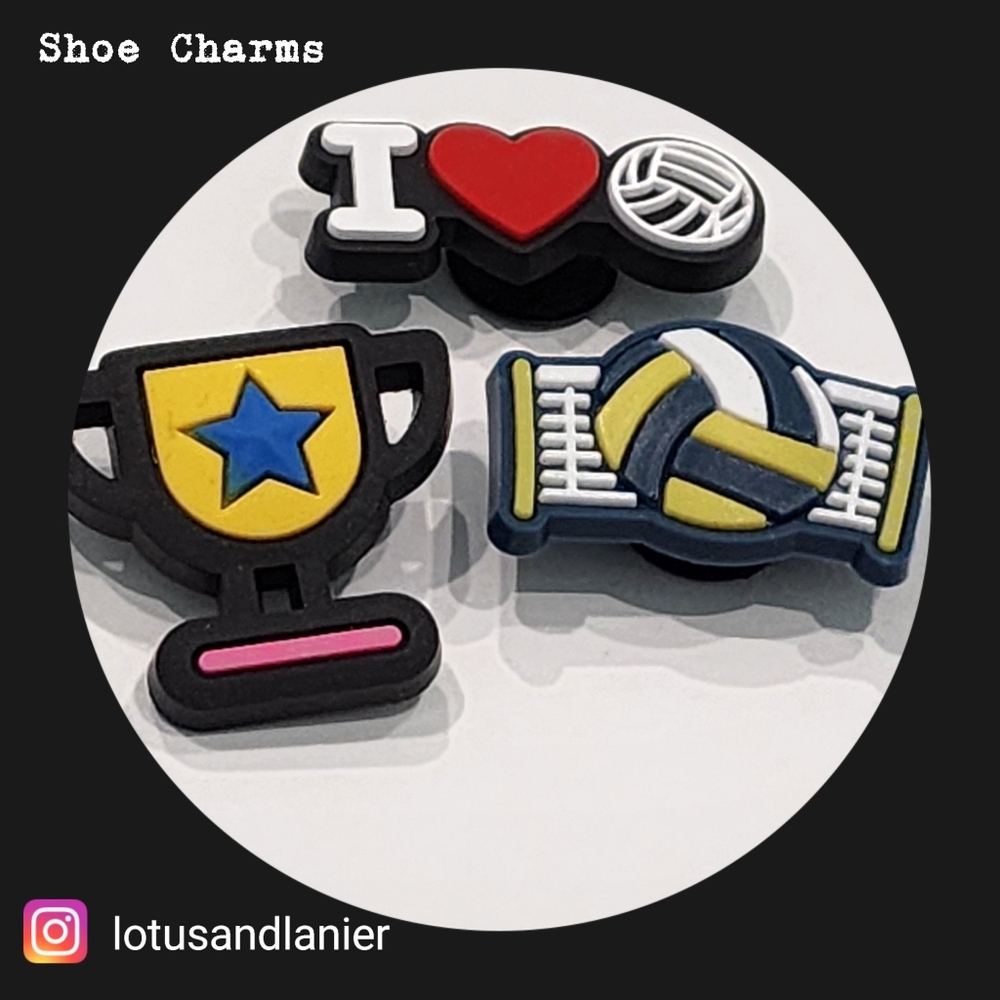 Shoe Charms "I Love Volleyball" Set of 3